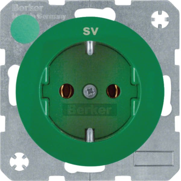 HAGER BOCCHIOTTI - Presa SCHUKO serigrafia "SV" Berker R.1/R.3 verde lucido