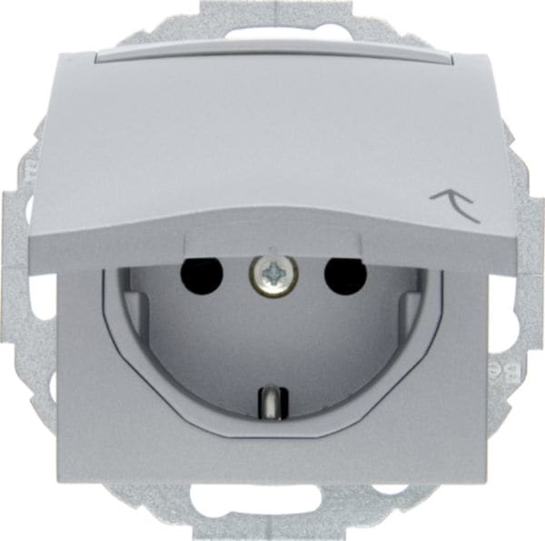 HAGER BOCCHIOTTI - Presa SCHUKO con coperchio a cerniera Serie B.7 alu opaco, verniciato