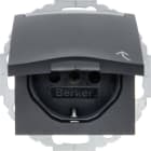 HAGER BOCCHIOTTI - Presa SCHUKO con coperchio a cerniera Serie B.3/B.7 antracite opaco