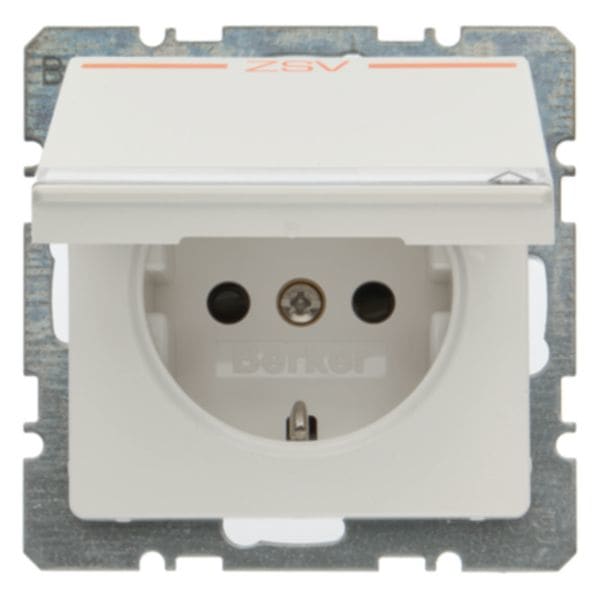 HAGER BOCCHIOTTI - Presa SCHUKO + coperch e stampa "ZSV" arancione Serie Q.1/Q.3 bianco pol. vellut