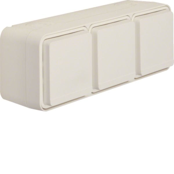 HAGER BOCCHIOTTI - Presa SCHUKO tripla orizz. con coperchio a parete Serie W.1 bianco pol. opac