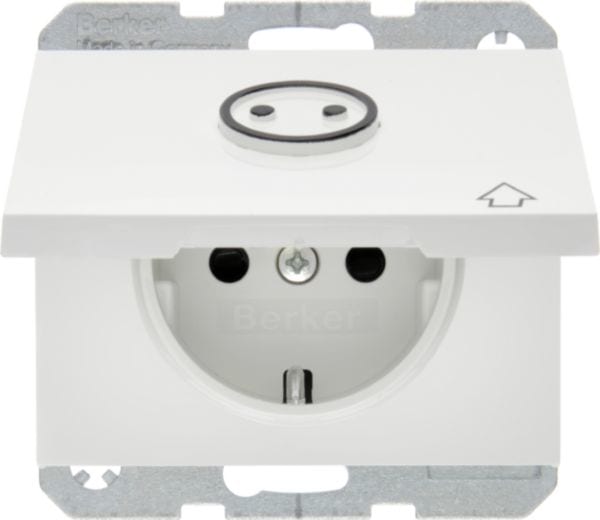 HAGER BOCCHIOTTI - Presa SCHUKO con coperchio x costr. senza barr. archit.Serie K.1 bianco pol. luc