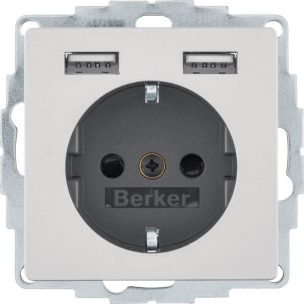 HAGER BOCCHIOTTI - Presa SCHUKO/USB, Q.x alu velluto