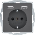 HAGER BOCCHIOTTI - Presa SCHUKO/USB, Q.x antracite velluto