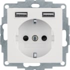 HAGER BOCCHIOTTI - Presa SCHUKO/USB, Q.x bianco polare velluto