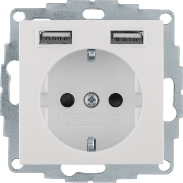 HAGER BOCCHIOTTI - Presa SCHUKO/USB, S.1 bianco lucido