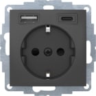HAGER BOCCHIOTTI - Presa SCHUKO/USB A-C, S.1 / B.x antracite opaco