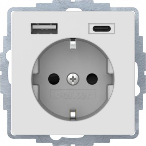 HAGER BOCCHIOTTI - Presa SCHUKO / USB A-C, Q.x bianco polare velluto
