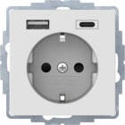 HAGER BOCCHIOTTI - Presa SCHUKO / USB A-C, Q.x bianco polare velluto