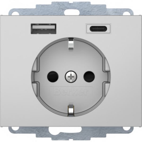 HAGER BOCCHIOTTI - Presa SCHUKO / USB A-C, K. x alu laccato opaco