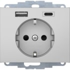 HAGER BOCCHIOTTI - Presa SCHUKO / USB A-C, K. x alu laccato opaco