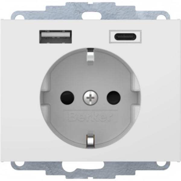 HAGER BOCCHIOTTI - Presa SCHUKO / USB A-C, K. x bianco polare lucido