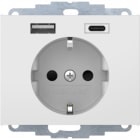 HAGER BOCCHIOTTI - Presa SCHUKO / USB A-C, K. x bianco polare lucido