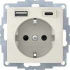 HAGER BOCCHIOTTI - Presa SCHUKO/USB A-C, S.1, bianco lucido