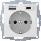 HAGER BOCCHIOTTI - Presa SCHUKO/USB A-C, S.1, bianco polare lucido