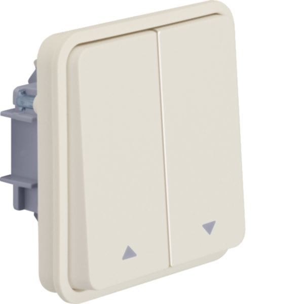 HAGER BOCCHIOTTI - Puls. doppio x venez. con Bilanc. doppio e simb freccia Serie W.1 bianco pol. op
