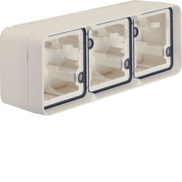 HAGER BOCCHIOTTI - Scatola tripla orizzontale, con cornice a parete Berker W.1 bianco polare opaco