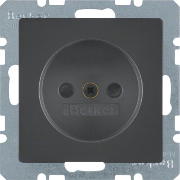 HAGER BOCCHIOTTI - Presa senza messa a terra Berker Q.1/Q.3 antracite velluto, verniciato