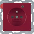 HAGER BOCCHIOTTI - Presa con spinotto messa a terra e LED di controllo Berker Q.1/Q.3 rosso velluto