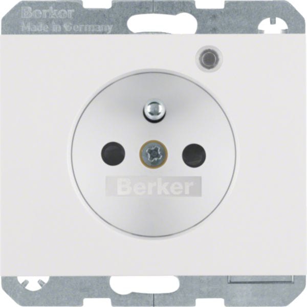 HAGER BOCCHIOTTI - Presa con spinotto di messa a terra e LED di controllo K.1 bianco polare lucido