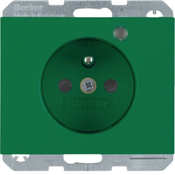 HAGER BOCCHIOTTI - Presa con spinotto di messa a terra e LED di controllo Berker K.1 verde lucido