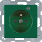 HAGER BOCCHIOTTI - Presa con spinotto di messa a terra e LED di controllo S.1/B.3/B.7 verde lucido