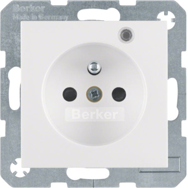HAGER BOCCHIOTTI - Presa con spinotto di terra e LED di controllo Serie S.1/B.3/B.7 bianc pol. luc.