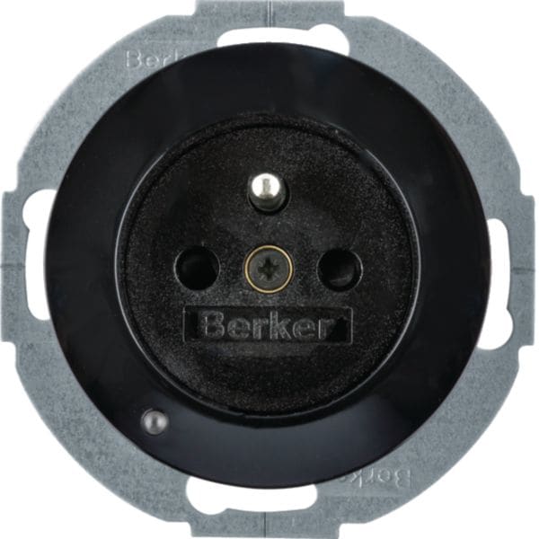 HAGER BOCCHIOTTI - Presa con spinotto x terra + LED orientamento Serie R.1/R.3 nero lucido