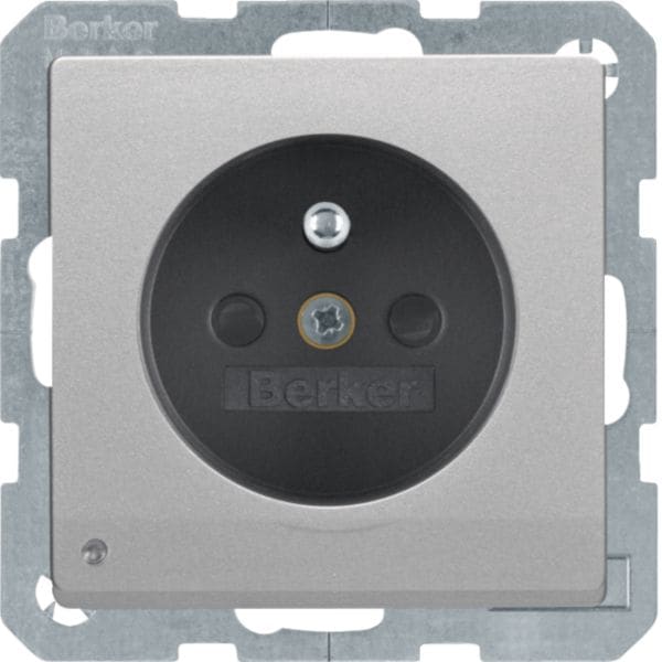 HAGER BOCCHIOTTI - Presa con spinotto x terra + LED orientamento Serie Q.1/Q.3 alu vellut, vern.