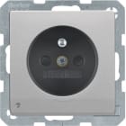 HAGER BOCCHIOTTI - Presa con spinotto x terra + LED orientamento Serie Q.1/Q.3 alu vellut, vern.