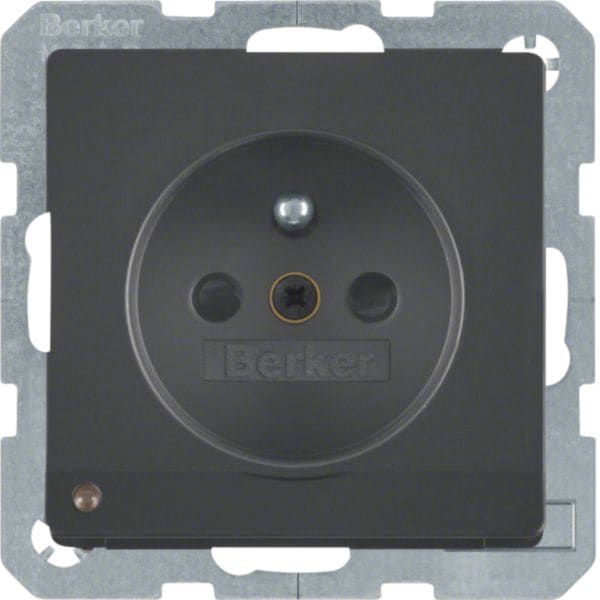 HAGER BOCCHIOTTI - Presa con spinotto x terra + LED orientamento Serie Q.1/Q.3 antrac.vellut, vern.