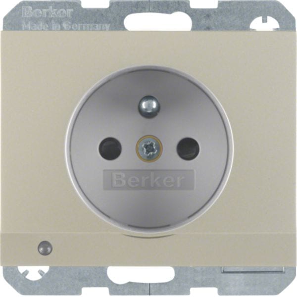 HAGER BOCCHIOTTI - Presa con spinotto x terra + LED orientamento Serie K.5 acciaio inox opac, vern.