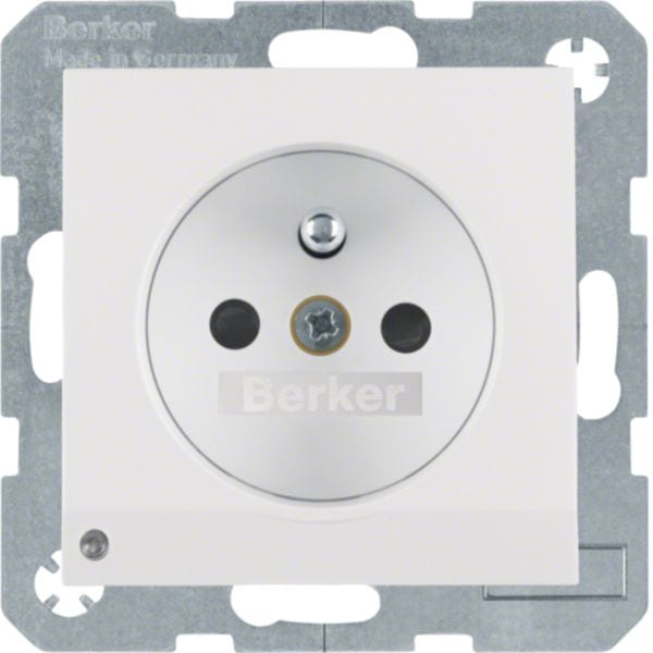 HAGER BOCCHIOTTI - Presa con spinotto x terra + LED orientamento Serie S.1/B.3/B.7 bianco pol. luc.