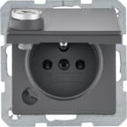 HAGER BOCCHIOTTI - Presa con spinotto terra e coperchio con chiave Q.1/Q.3 antrac.vellut