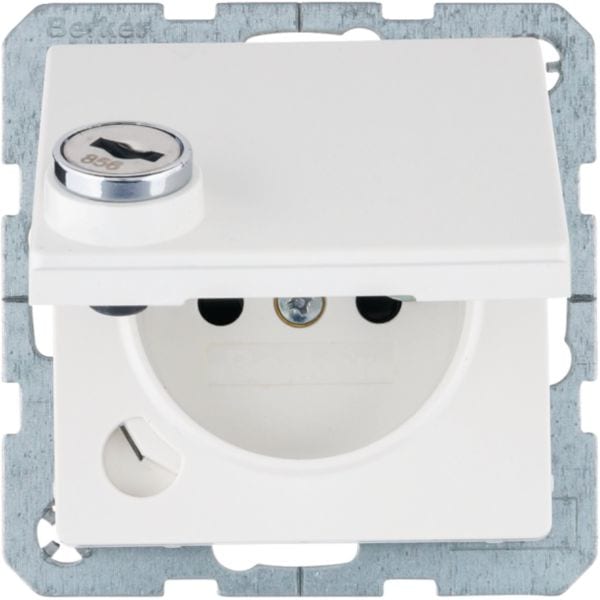 HAGER BOCCHIOTTI - Presa con spinotto terra e coperchio con chiave Q.1/Q.3 bianco pol. vellut