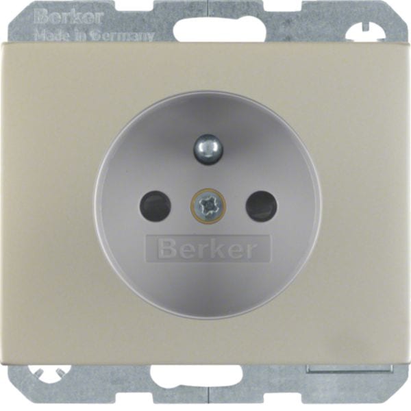 HAGER BOCCHIOTTI - Presa con spinotto di messa a terra Berker K.5 acciaio inox, metallo opaco