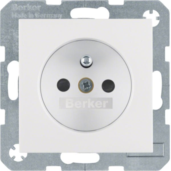 HAGER BOCCHIOTTI - Presa con spinotto di messa a terra Berker S.1/B.3/B.7 bianco polare opaco
