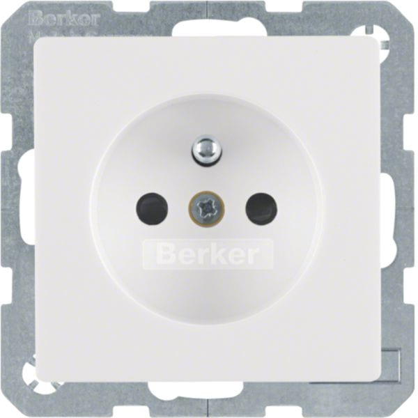 HAGER BOCCHIOTTI - Presa con spinotto di messa a terra Berker Q.1/Q.3 bianco polare velluto
