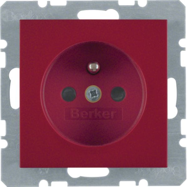HAGER BOCCHIOTTI - Presa con spinotto di messa a terra Berker S.1/B.3/B.7 rosso lucido