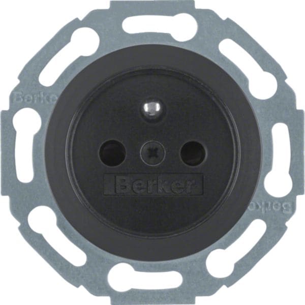 HAGER BOCCHIOTTI - Presa con spinotto di messa a terra Serie 1930/Glas nero lucido