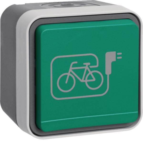 HAGER BOCCHIOTTI - Presa SCHUKO con coperchio ed alta protez. da contatti grigio EBIKE a parete W.1