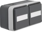 HAGER BOCCHIOTTI - Presa SCHUKO doppia + coperch. alta protez + portaetich. orizz. Serie W.1 grigio