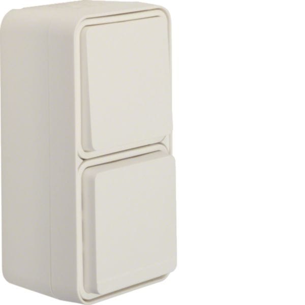 HAGER BOCCHIOTTI - Combinazione deviatore/presa SCHUKO con coperchio a parete W.1 Bianco pol.