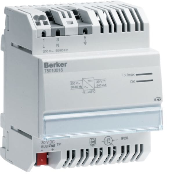 HAGER BOCCHIOTTI - Alimentatore KNX 640 mA per montaggio su guida KNX grigio chiaro