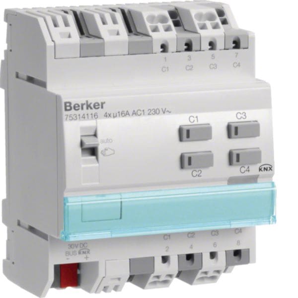 HAGER BOCCHIOTTI - Attuatore on-off/veneziane 4 out / 2 out comfort x carico C, 16 A KNX