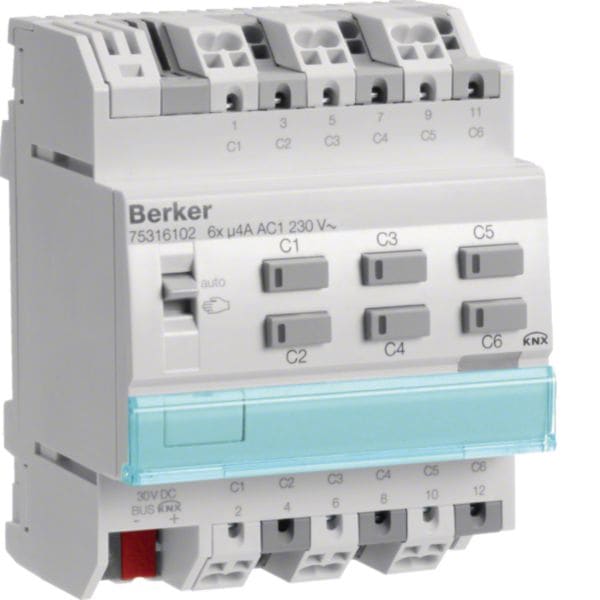 HAGER BOCCHIOTTI - Attuatore on-off/veneziane 6 out / 3 out comfort 4 A KNX