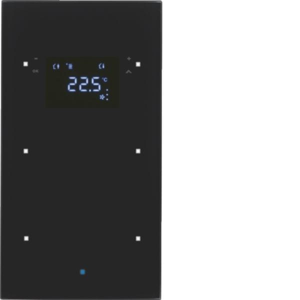 HAGER BOCCHIOTTI - Sensore vetro KNX doppio con Termostato KNX - Serie TS Sensor vetro nero