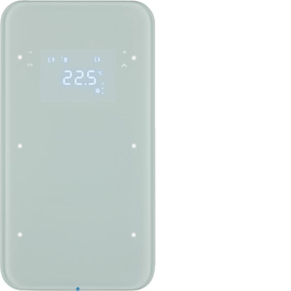 HAGER BOCCHIOTTI - Sensore touch doppio con Termostato KNX - Serie R.1 vetro Bianco pol.