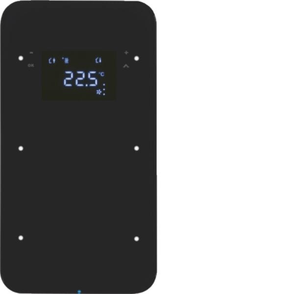 HAGER BOCCHIOTTI - Sensore touch doppio con Termostato KNX - Serie R.1 vetro nero