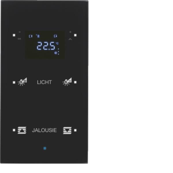 HAGER BOCCHIOTTI - Sensore vetro KNX doppio con Termostato KNX - Serie TS Sensor vetro nero